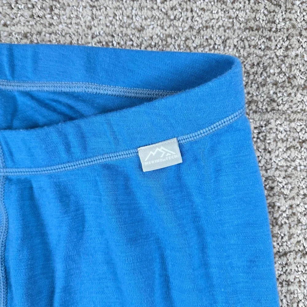 Merino Tech Mens 100% Superfine Merino Wool 320 Base Layer Leggings Blue Large